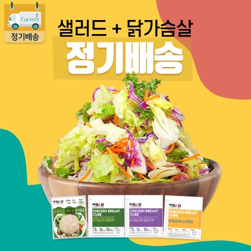 [정기배송] 대용량 샐러드 1팩+닭가슴살 5팩